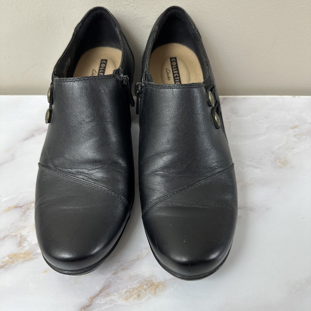 Clarks Collection Emslie Warren Leather Booties Women's 9.5 Comfort Black NEW - Picture 2 of 7